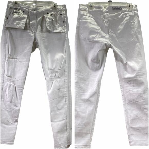 Adriano Goldschmied Ex-Boyfriend Distressed Slouchy Denim Jeans Size 28R White - Picture 3 of 12